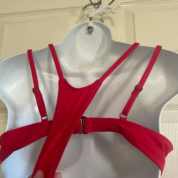 Athleta 34B / 34C Seascape Bra Cup Tankini Bikini Top Red - Picture 6 of 7